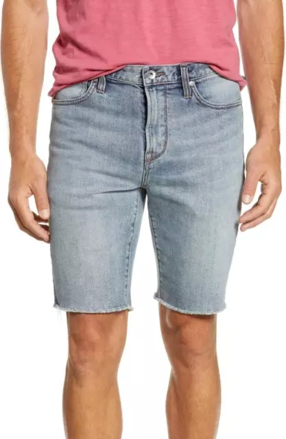 $148 - JOHN VARVATOS STAR Bowery Cut Off Jean Shorts in River Wash Navy Size 30