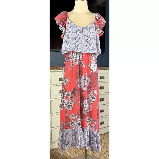 NWT New $120 Anthropologie Daily Practice Poppy Maxi Long Floral Dress Medium M