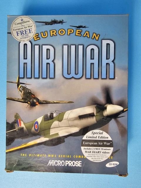 European Air War PC Gioco CD-ROM Big Box MicroProsa Vintage 1998 WW2 Flight Sim