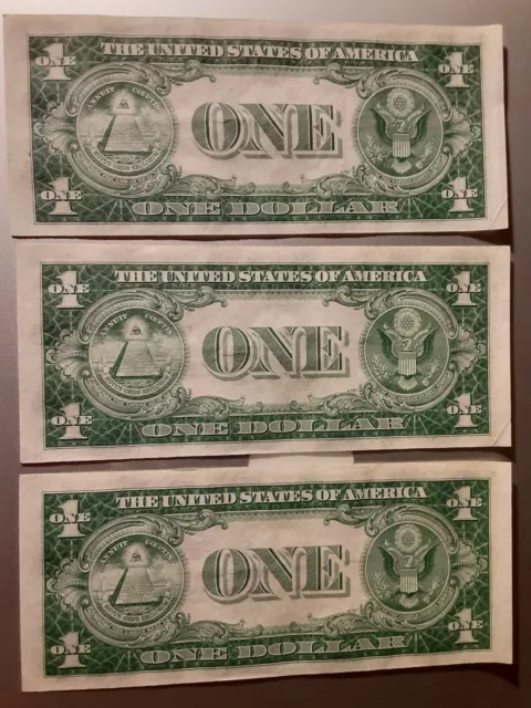 1935 C Silver Ceertificate Lot Of 3 Consecutive Notes