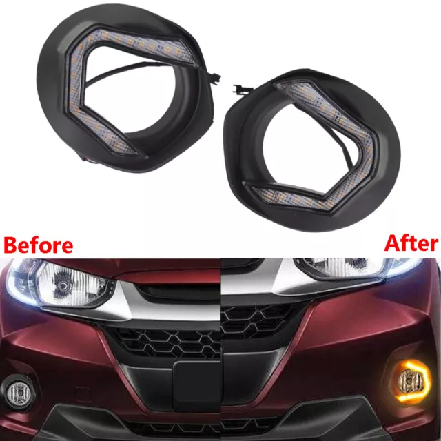 LED Driving Daytime Running Lights DRL Fog Lamps Fit For Honda WRV 2017 2018