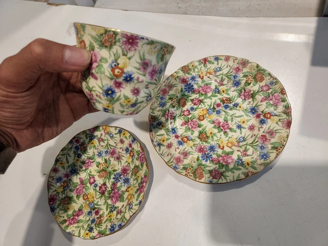 Beautiful Royal Winton Grimwades Chintz Kew Trio all over floral (NO. 4) 3