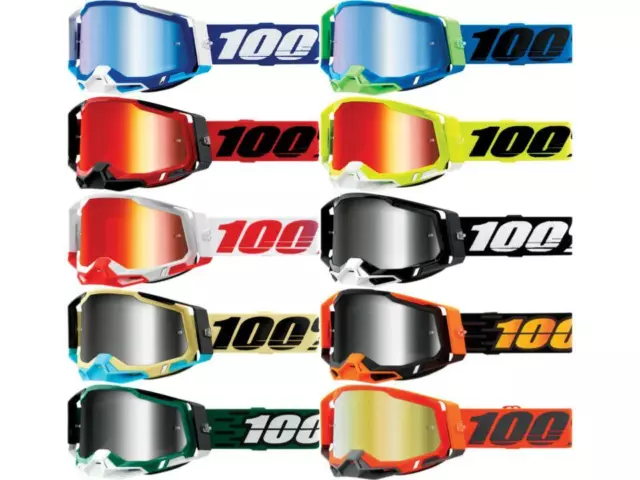 100% Racecraft 2 Goggles Motocross MX Offroad ATV UTV Adult Mirrored /Clear Lens 2