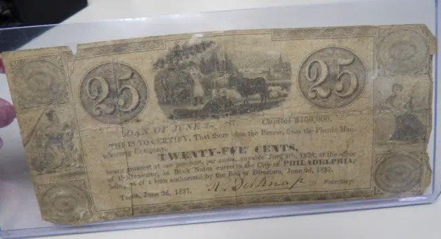 1837 25cent loan note city of philadelphia (41263 note P)