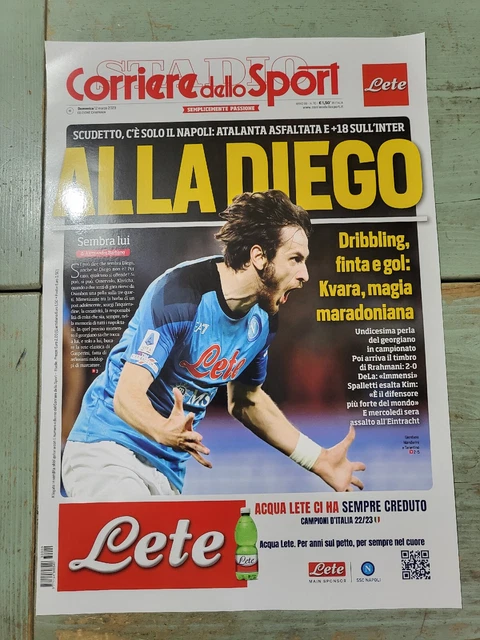Poster KVARATSKHELIA NAPOLI 3° SCUDETTO Corriere Sport ALLA DIEGO KVARADONA 2023