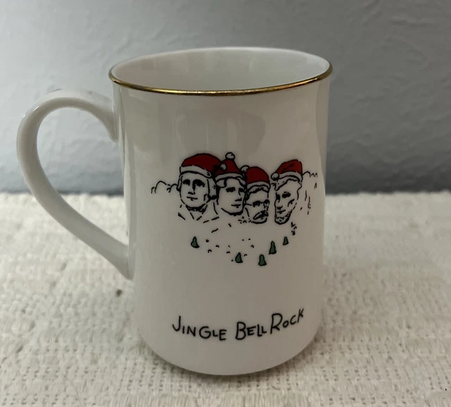 “Jingle Bell Rock” Merry Masterpieces Fine Porcelain Fun Mt. Rushmore Xmas Mug