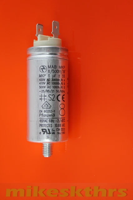3 8H 2,8 ABS 3 8mF 420V 2,8mm Stecker 3 8uF Motorkondensator zb.f. Brennermotor EUR 21,99   DE