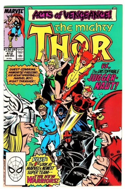 Marvel Comics THE MIGHTY THOR # 412  1st app THE NEW WARRIORS, NIGHT THRASHER