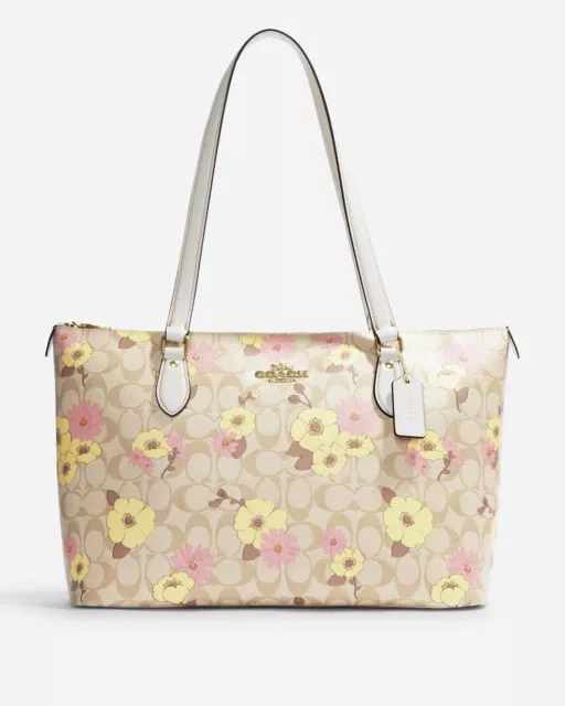 Coach Gallery Tote In Signature Canvas With Floral Cluster Print