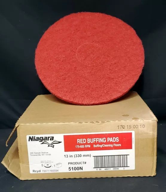 Brand New Set of 5 Niagara Red Buffing Pads 13 In 5100N 175-600 RPM