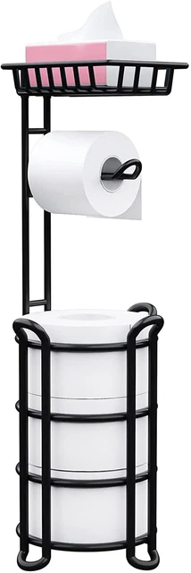 Soporte de papel higiénico con estante, rollo de tejido higiénico independiente almacenamiento R