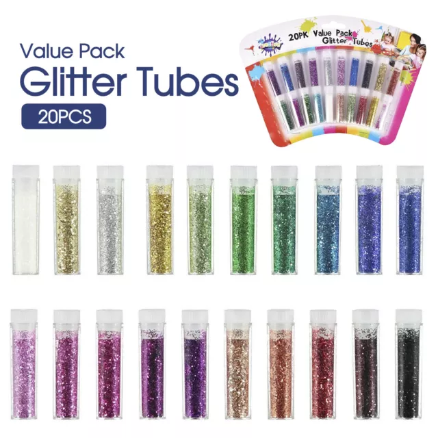 20PK Value Pack Glitter Tubes Art Craft Glitters Home Craft Fun