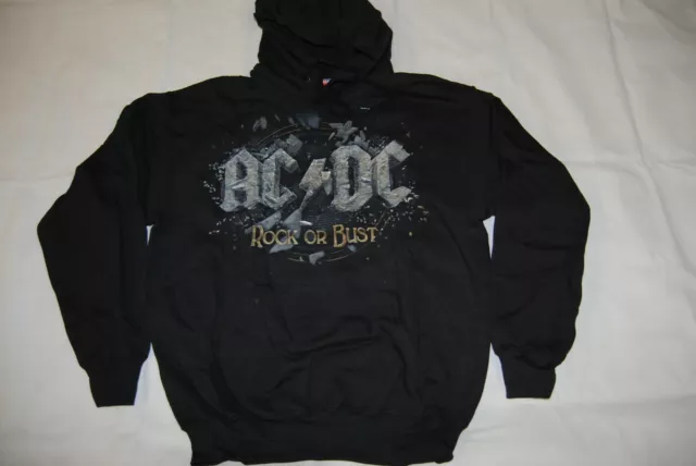 Ac/Dc Rock Or Bust Logo Hoodie Hooded Sweatshirt New Official Angus Young