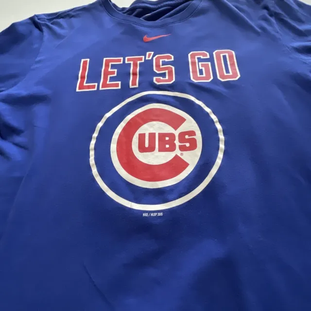 Chicago Cubs Mens Large 2015 Blue The Nike Tee Lets Go Cubs MLB T-Shirt