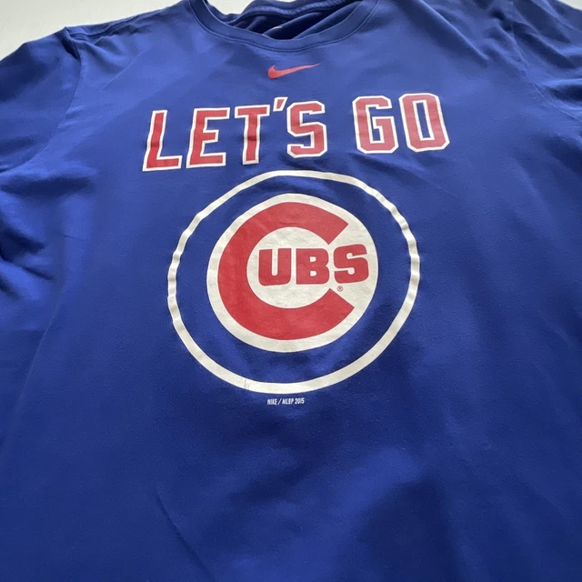 Chicago Cubs Mens Large 2015 Blue The Nike Tee Lets Go Cubs MLB T-Shirt