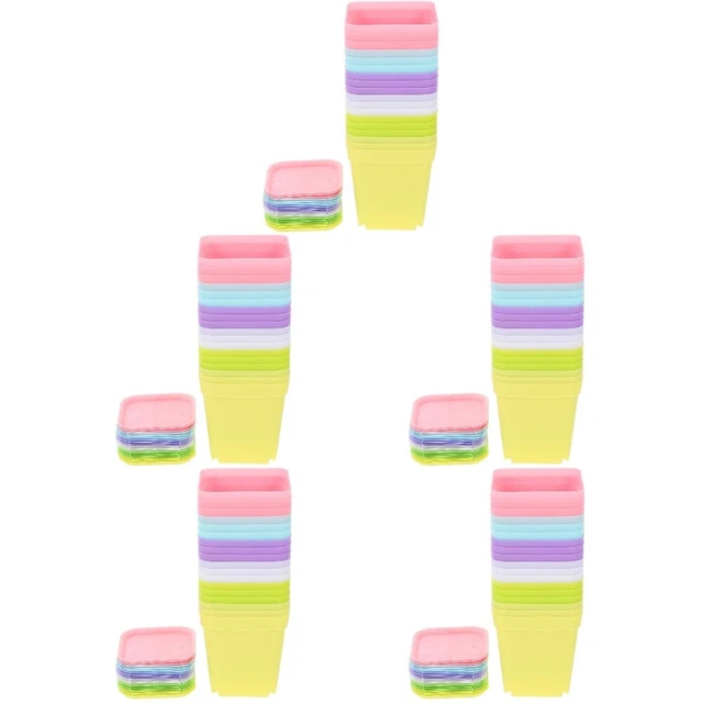 12 Vasi Quadrati In Plastica 7x7x7.8cm - Mini Fioriere Per Piante Grasse E Creative