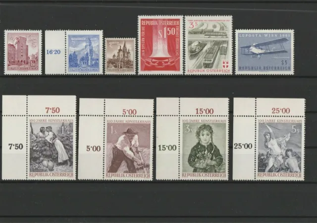 Wertvoller Posten Republik Österreich ab 1957 postfrisch 10 Briefmarken