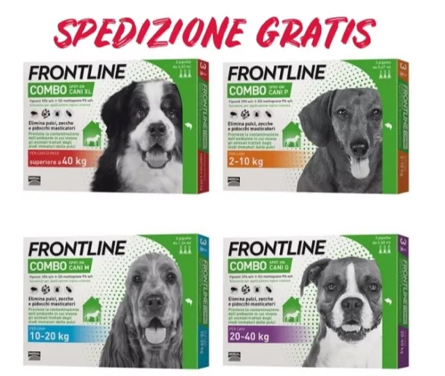 Frontline Combo Cane Confezione 3 Pipette Tutte Le Taglie Lunga Scadenza