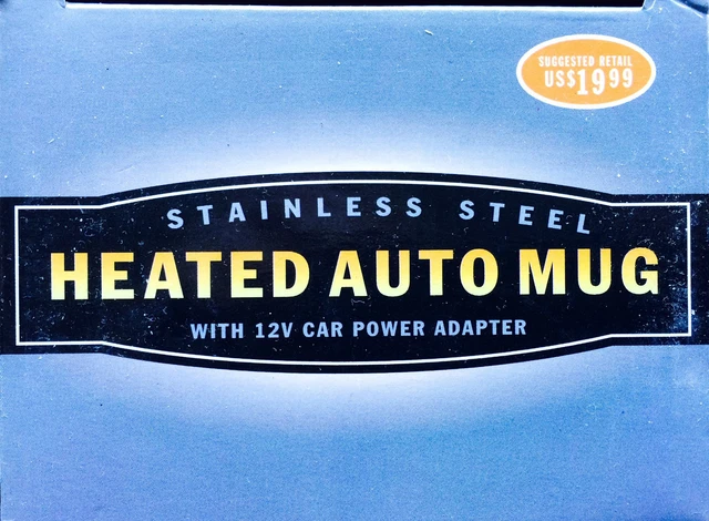 Heated 14 Oz AUTO Travel MUG!  STAINLESS STEEL INTERIOR + 12V POWER ADAPTOR L@@K 5