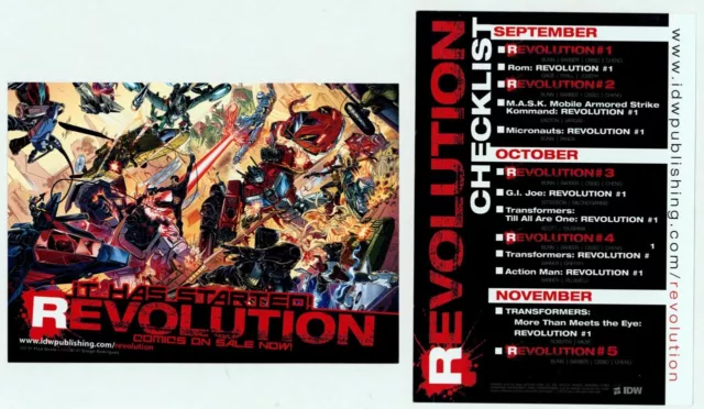 IDW Revolution Promo Post Card & Poster GI Joe Transformers MASK Micronauts Rom