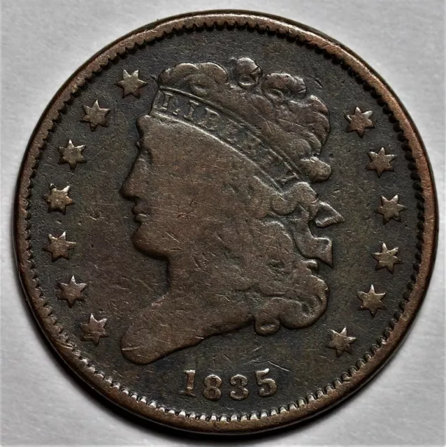 1835 Classic Head Half Cent - Rotated Die - 1/2c Copper Penny - L44