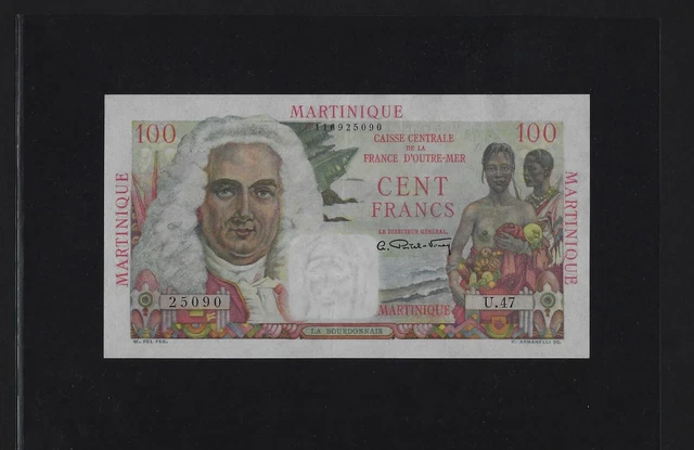MARTINIQUE 100 FRANCS 1947 P-31 XF-AUNC FRANCE Guadeloupe