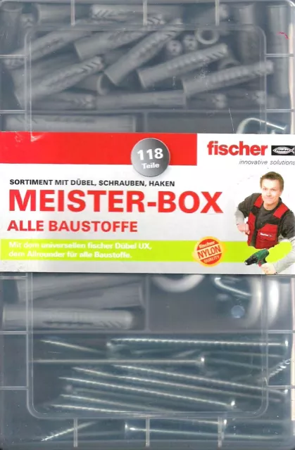 Fischer Meisterbox 120629, Meister-Box 118 Teile UX-Dübel + Schrauben + Haken