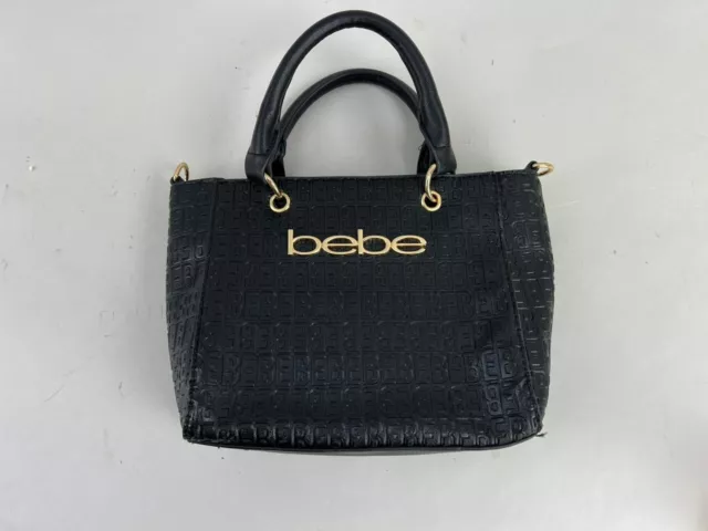 Bebe Small Black Tote Purse Bag Celia Embossed (Missing Over The Shoulder Strap)