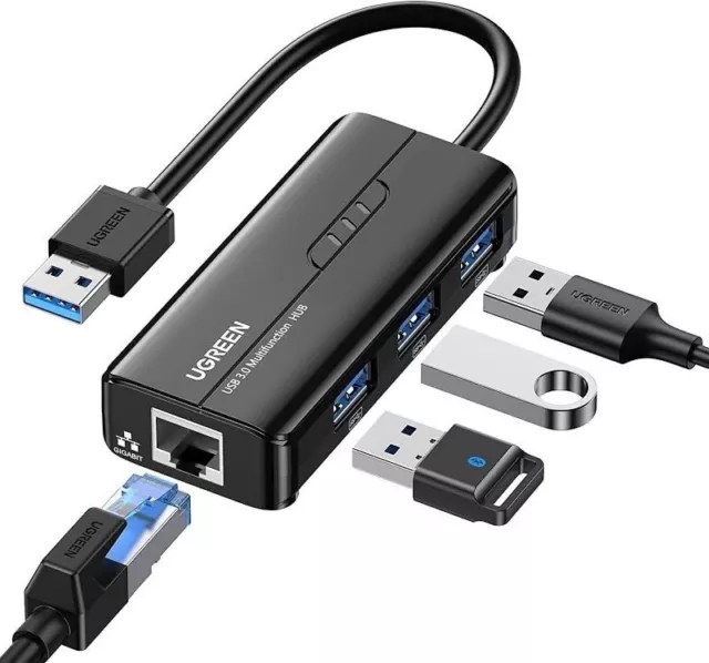 UGREEN 4 in 1 USB Hub auf Ethernet Adapter 3 Ports USB 3.0