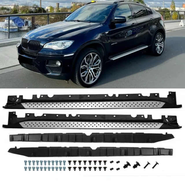 Kit Aluminium Marchepieds Entrée avant + Matériel de Montage Pour BMW X6 E71 E72