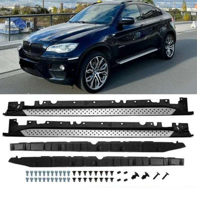 SET ALUMINIUM Trittbretter Einstieg+Anbaumaterial passt für BMW X6 E71 E72 08-14