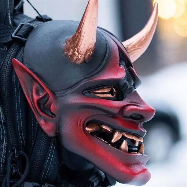2022 Japanese Hannya Prajna Devil Demon Oni Samurai Mask Latex Halloween Props