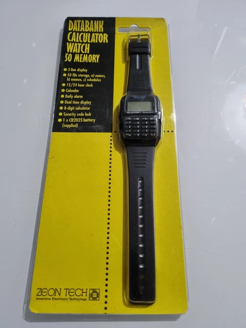 Computer Memory Bank Retro VINTAGE ZEON TECH 50 Files DATA BANK Memory Retro CALCULATOR WATCH £26. ...