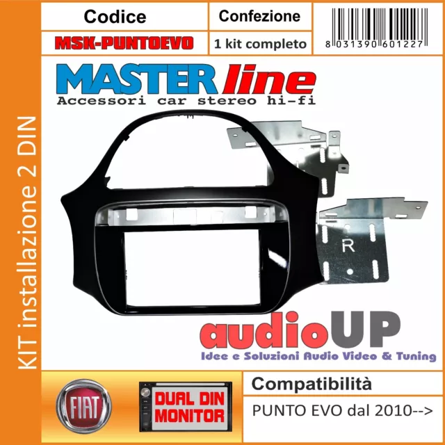 Radio Máscara 2 din para Fiat Punto Evo De 2010 IN Poi. Set Con Soporte