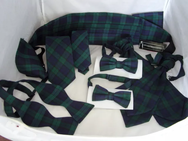 (A) TARTAN Collection-Green/Blue/Black Watch>Hankie-Ties-Cravats-Cummerbund+Sets