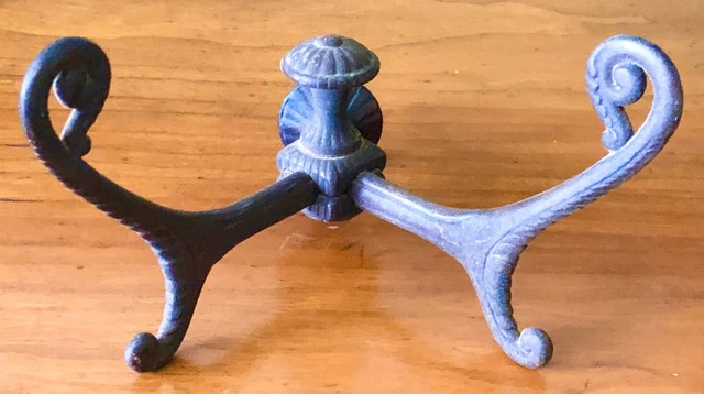 Antique Large Brass Bronze Fancy Ornate Double Coat Rack Hanger
