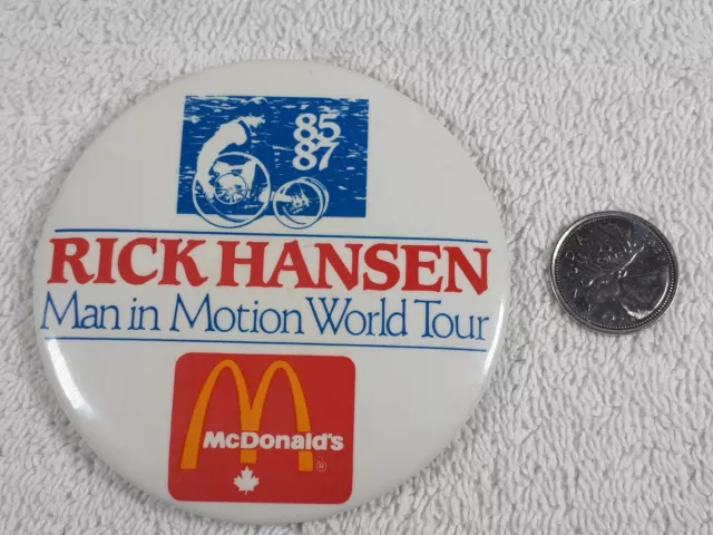 Rick Hansen Man In Motion World Tour 85' 87' Mcdonalds Vintage Button