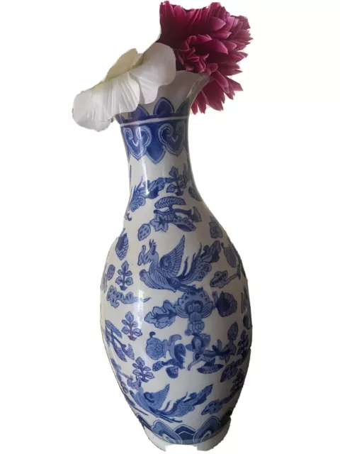 Vintage Large Hand Painted Chinese Blue & White Porcelain Vase And Pot.
