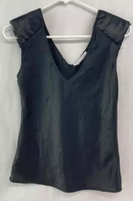 Vintage Lady Lynne Camisole Women's Size P Black Sateen Shoulder Pads Sleeveless