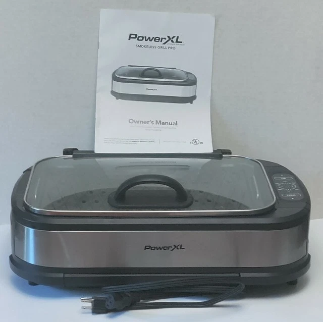 POWER XL SMOKELESS Grill Pro PG1500FDR w/Griddle Plate & Owner's