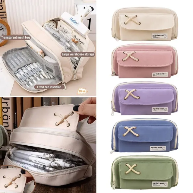 Large Capacity School Pen Pencil Case College Office Zipper Stationery  Pouch Bag