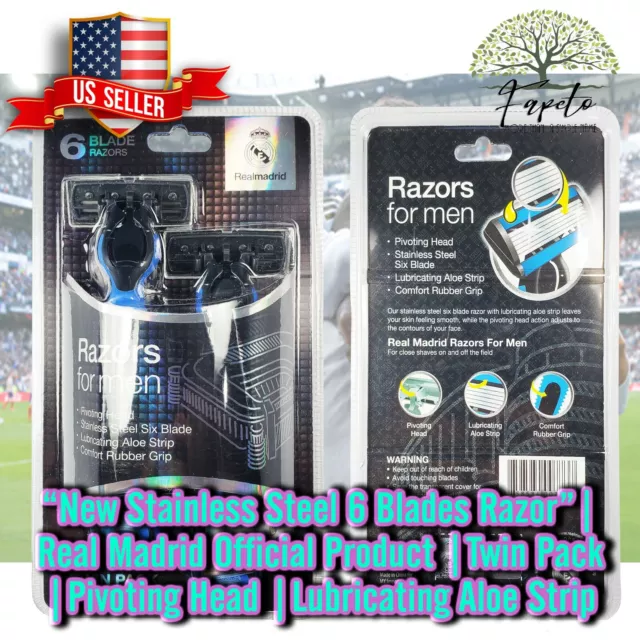 🆕 Real Madrid Men's 6 Blades Razor Official Product TWIN PACK 🇺🇸 SELLER FAST