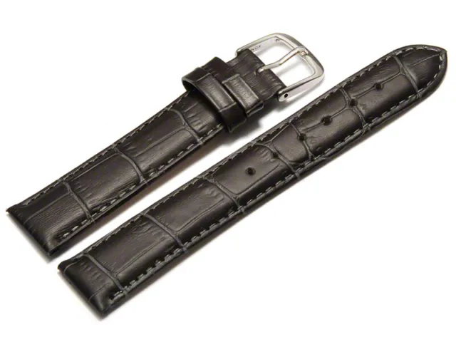 Uhrenarmband - echt Leder - Kroko Prägung - dunkelgrau - 12,14,16,18,20,22 mm