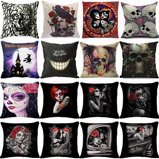 18'' Hollween Pumpkin Cotton Linen Pillow Case Sofa Cushion Covers Home Decor