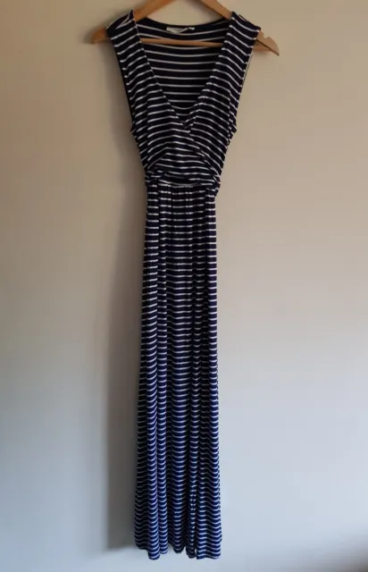 JoJo Maman Bebe maternity nursing Size S sleeveless striped maxi dress - Blue