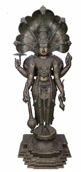 Jai Satyanarayan Avatar Vishnu Standing 77" Real Bronze Hindu God Statue 282 KG