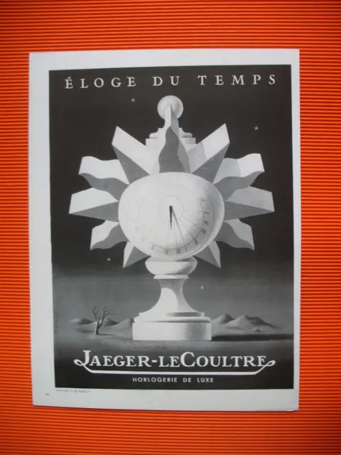 Publicite De Presse Jaeger Le Coultre Eloge Du Temps Illustration Nathan Ad 1946