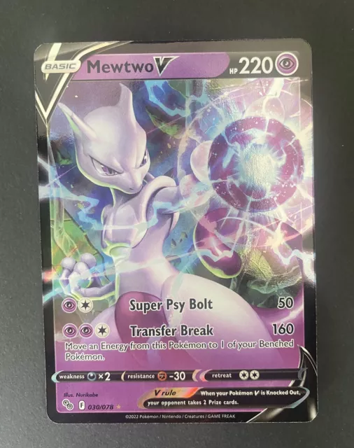 2022 Pokémon GO TCG Mewtwo V 030/078 Holo Ultra Rare PSA 10 GEM MINT