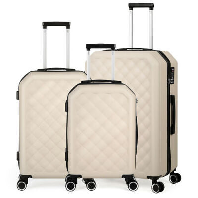 3 Piece Trolley Luggage Sets with Tsa Lock Carry-on Travelling Case Hard Shell