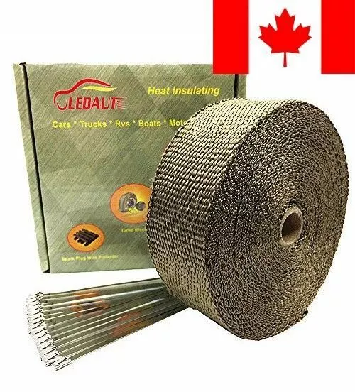 LEDAUT 2" x 50' Titanium Exhaust Heat Wrap Roll for Motorcycle Fiberglass Hea...